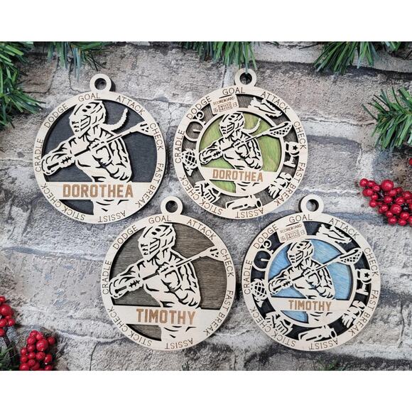 Personalized LACROSSE PLAYER Ornament Male or Female Custom Name Gift - Picture 1 of 2